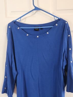 Rafaella 3/4 Sleeve Top with Silver Stud Trim